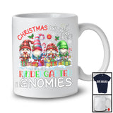 Christmas With My Kindergarten Gnomies; Lovely Christmas Lights Four Gnomes; Teacher Squad T-Shirt