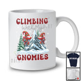 Climbing With My Gnomies; Fantastic Christmas Red Plaid Couple Gnomes; Family Group T-Shirt