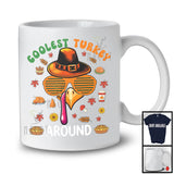 Coolest Turkey Around, Awesome Thanksgiving Pilgrim Turkey Face Sunglasses, Fall Leaves T-Shirt