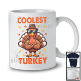 Coolest Turkey; Awesome Thanksgiving Turkey Wearing Sunglasses; Autumn Leaves Family T-Shirt