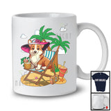 Corgi On Beach, Adorable Summer Vacation Palm Tree, Travel Trip Family Group T-Shirt