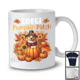 Corgi Pumpkin Patch; Lovely Thanksgiving Corgi In Pumpkin; Fall Leaves Flowers T-Shirt