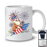 Corgi Riding Firecracker, Amazing 4th Of July American Flag Fireworks, Patriotic Group T-Shirt