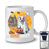 Corgi Sheet, Humorous Halloween Moon Boo Ghost Corgi Owner Lover, Family Group T-Shirt