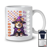 Corgi Witch On American Flag, Adorable Halloween Pumpkin Paws, Patriotic Group T-Shirt