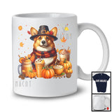 Corgi With Coffee Smoothie, Wonderful Thanksgiving Pumpkins Drinks Fall Leaves T-Shirt