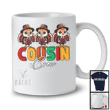 Cousin Crew, Adorable Thanksgiving Fall Leaves Boys Three Turkeys, Matching Family Group T-Shirt