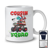 Cousin Squad; Awesome Christmas Plaid Santa T-Rex Driving Monster Truck; Family Group T-Shirt