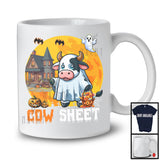 Cow Sheet, Adorable Halloween Moon Boo Ghost Costume Cow, Matching Animal Lover T-Shirt