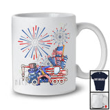 Crane Truck Construction Driver, Proud 4th Of July USA Flag Man Dabbing, Firecrackers Patriotic T-Shirt