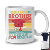 Nom personnalisé Vintage rétro Super fier frère classe senior de 2024 diplômé, T-Shirt de remise des diplômes de la fête des pères
