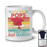 Nom personnalisé Vintage rétro Super fier Pops classe senior de diplômé 2024, T-Shirt de remise des diplômes de la fête des pères