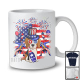 Cute Beagle Drinking Beer, Joyful 4th Of July American Flag, Matching Patriotic Family T-Shirt