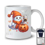 Cute Ghost Drinking Coffee; Adorable Halloween Costume Coffee Lover; Matching Family Group T-Shirt