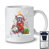 Cute Santa Cane Corso In Christmas Lights With Elf Cat; Amazing X-mas Animal Lover; Snow T-Shirt