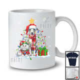 Cute Santa Whippet In Christmas Lights With Elf Cat; Amazing X-mas Animal Lover; Snow T-Shirt