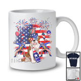 Cute St. Bernard Drinking Beer, Joyful 4th Of July American Flag, Matching Patriotic Family T-Shirt