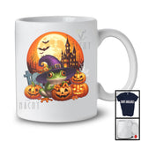 Cute Witch Frog With Carved Pumpkins, Adorable Halloween Moon Wild Animal Lover, Family T-Shirt