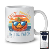 Cutest Pumpkin In The Patch; Awesome Halloween Carved Pumpkin Sunglasses; Vintage Retro T-Shirt