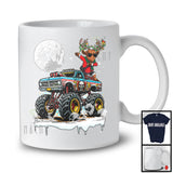 Dabbing Reindeer On Monster Truck; Joyful Christmas Moon Snowing; Monster Truck Driver T-Shirt