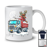 Dabbing Reindeer On Truck; Joyful Christmas Moon Snowing Reindeer; Truck Driver Lover T-Shirt