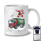 Dabbing Santa On Garbage Truck; Joyful Christmas Moon Snowing Santa; Garbage Truck Driver T-Shirt