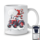 Dabbing Santa On Tractor; Joyful Christmas Moon Snowing Santa; Tractor Driver Lover T-Shirt