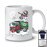 Dabbing Snowman On Garbage Truck; Joyful Christmas Moon Snowing; Garbage Truck Driver T-Shirt