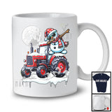 Dabbing Snowman On Tractor; Joyful Christmas Moon Snowing Snowman; Tractor Driver Lover T-Shirt