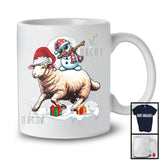 Dabbing Snowman Riding Sheep; Humorous Christmas Snow Around Farm Animal; X-mas Farmer T-Shirt