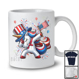 Dabbing Unicorn With American Flag Fireworks, Awesome 4th Of July Unicorn Lover, Patriotic Group T-Shirt