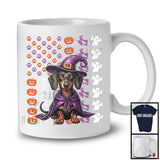 Dachshund Witch On American Flag, Adorable Halloween Pumpkin Paws, Patriotic Group T-Shirt