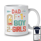 Dad Of 1 Boy 2 Girls, Humorous Father's Day Low Battery, Vintage Matching Family Group T-Shirt