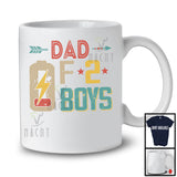 Dad Of 2 Boys, Humorous Father's Day Low Battery, Vintage Matching Family Group T-Shirt
