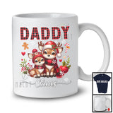 Daddy Claus; Lovely Christmas Red Plaid Reindeer Lover; X-mas Snowing Family Group T-Shirt