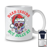 Dead Inside But Jolly AF; Wonderful Christmas Lights Santa Sugar Skull; Family Group Sweater T-Shirt