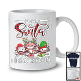 Dear Santa I Can Explain; Awesome Christmas Red Plaid Three Axolotls; Snowing Around Family T-Shirt