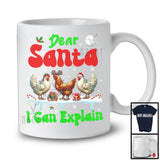 Dear Santa I Can Explain; Fantastic Christmas Lights Three Chickens Farm Animal; Snowing Farmer T-Shirt