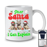 Dear Santa I Can Explain; Fantastic Christmas Lights Three Pugs Owner; Snowing T-Shirt