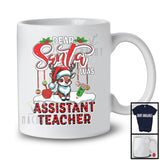 Dear Santa I Was Assistant Teacher; Humorous Christmas Plaid Cute Reindeer; X-mas Jobs Family T-Shirt