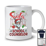 Dear Santa I Was School Counselor; Humorous Christmas Plaid Cute Reindeer; X-mas Jobs Family T-Shirt