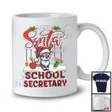 Dear Santa I Was School Secretary; Humorous Christmas Plaid Cute Reindeer; X-mas Jobs Family T-Shirt