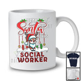 Dear Santa I Was Social Worker; Humorous Christmas Plaid Cute Reindeer; Social Worker Family T-Shirt