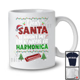 Dear Santa It Wasn't Me Always At Harmonica; Fantastic Christmas Plaid; Musical Instruments Player T-Shirt