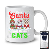 Dear Santa Just Bring Cats; Awesome Christmas Lights Snowing; X-mas Family Group T-Shirt