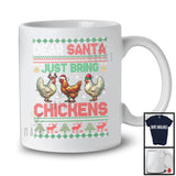 Dear Santa Just Bring Chickens; Humorous Christmas Sweater Three Santa ELF Chicken; Farmer T-Shirt