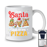 Dear Santa Just Bring Pizza; Joyful Christmas Three Pizza; X-mas Group Food Lover Snowing T-Shirt