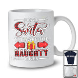 Dear Santa They Are The Naughty Ones; Sarcastic Christmas Red Plaid Snow; Family Group T-Shirt