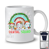 Dental Squad; Adorable Christmas Three Santa ELF Teeth; Plaid Rainbow Dentist Dental Group T-Shirt