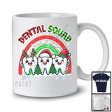 Dental Squad; Awesome Christmas Plaid Three Reindeer Santa Elf Tooth; Rainbow Dentist T-Shirt